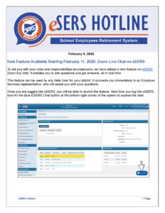 A thumbnail preview image of the first page of the eSERS Hotline from February 9, 2026.